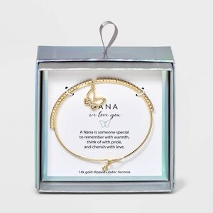 14K Gold Dipped Zirconia Butterfly Charm Bracelet Gold Nana We Love You Jewelry